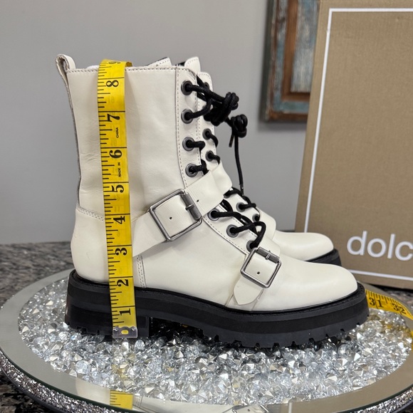 Dolce Vita Robson off White Leather Lace-Up black Lug Boots NEW 6 - Picture 14 of 14